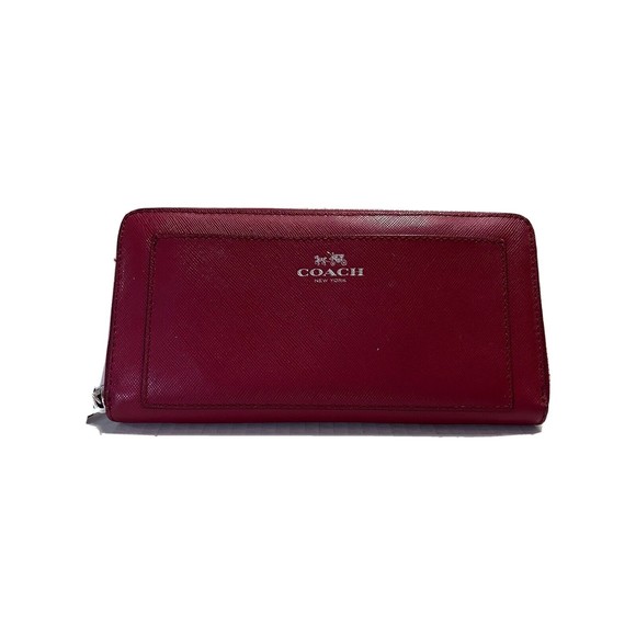 Coach Darcy Red Saffiano Zip Around Wallet  F50427 - Picture 1 of 7